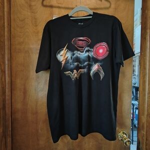 Justice League Black Graphic Tee - Superhero Emblems